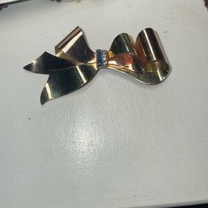 Vtg Taylord 12k GF 2 Tone Bow Brooch